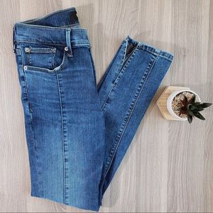 Express Denim Seamed Front Slit Bootcut Jeans